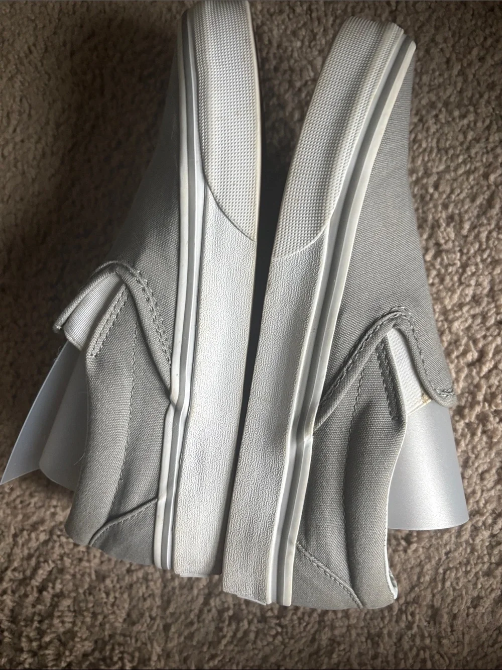 Vans Slip-On Canvas Sneakers in Light Gray